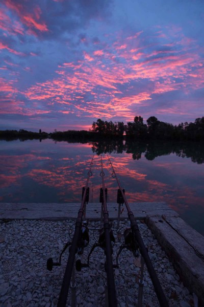 Sunset over the Road Lake