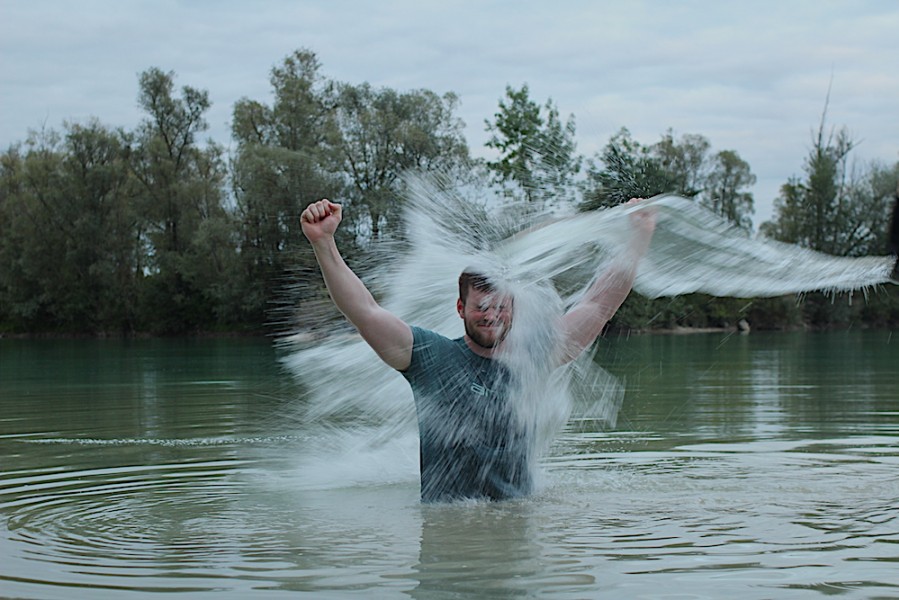 Connor Mulcahy getting a soaking after smashing his PB