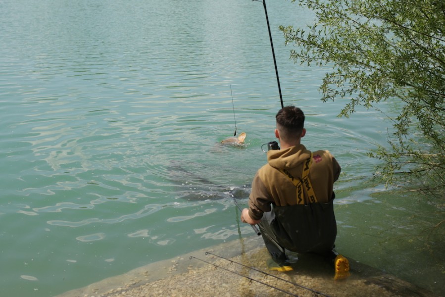 Another fish slips over the net for Max